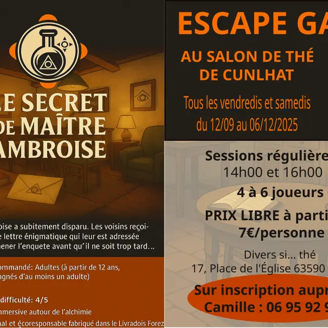 ESCAPE GAME à Cunlhat 63590