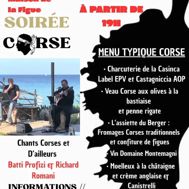 Dîner-concert Chants Corses et d'ailleurs par Batti Profizi et Richard Romani