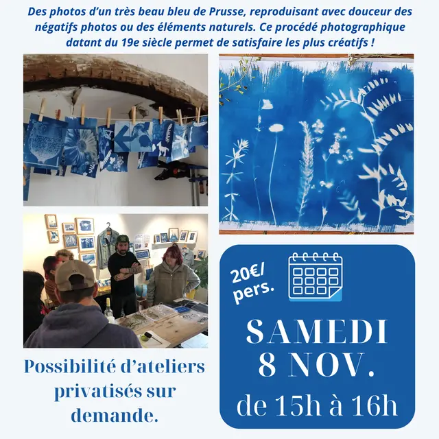 Atelier créatif: le Cyanotype ou procédé au Bleu de Prusse_Tourrettes