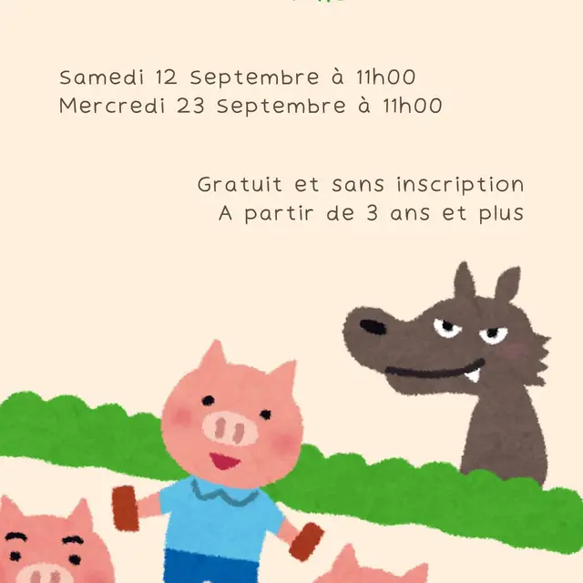 Raconte-tapis : les trois petits cochons à Neuvecelle