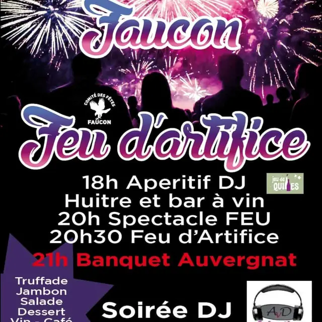 Soirée festive avec Feu d'artifice_Faucon