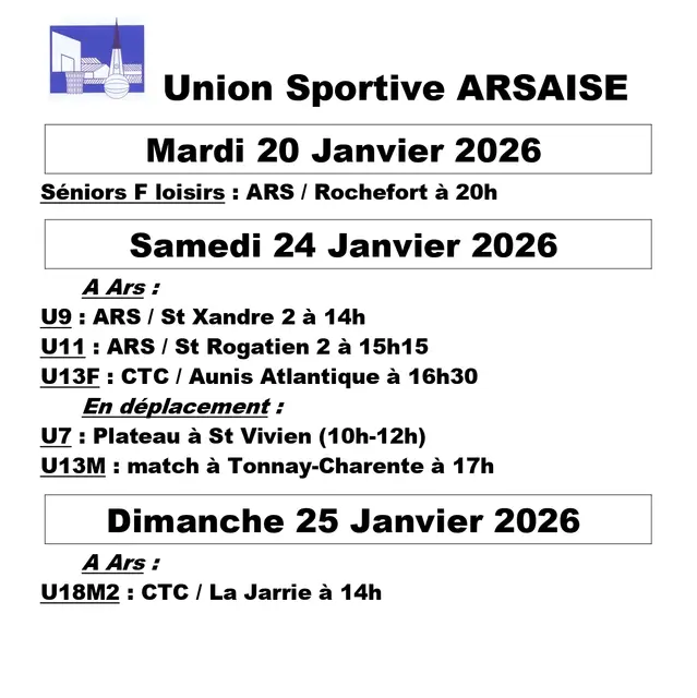 Affiche des matchs de basket - Union Sportive Arsaise