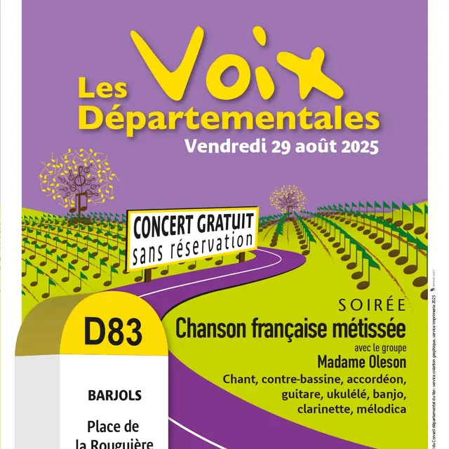 Concert : Madame Oleson - musique française métissée | Les voix départementales_Barjols