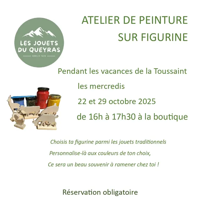 Atelier peinture sur des figurines en bois_Arvieux