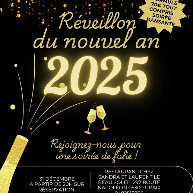 Réveillon de la Saint-Sylvestre au Restaurant Le Beau Soleil_Upaix