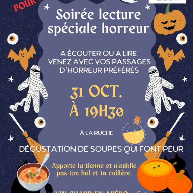Soirée lecture spéciale horreur (public ados - adultes) | Halloween_Ginasservis