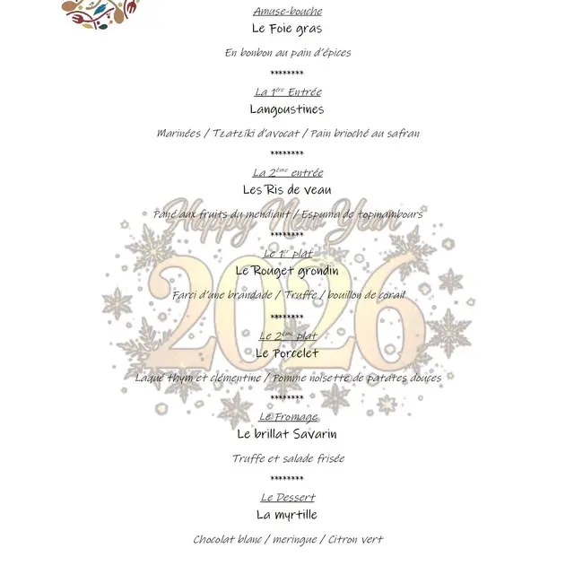 Menu de la Saint Sylvestre au restaurant Il était une fois_Sisteron