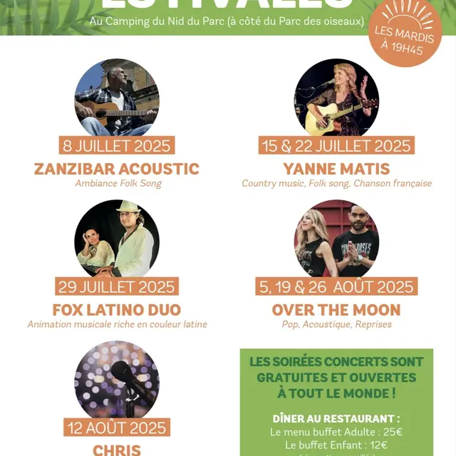Soirées concert au camping le Nid du Parc
