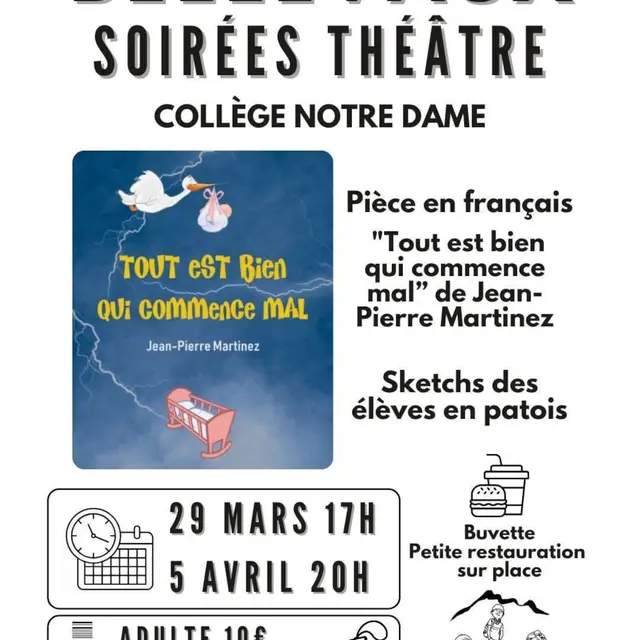 Soirée Théâtre Tout est bien qui commence mal_Bellevaux