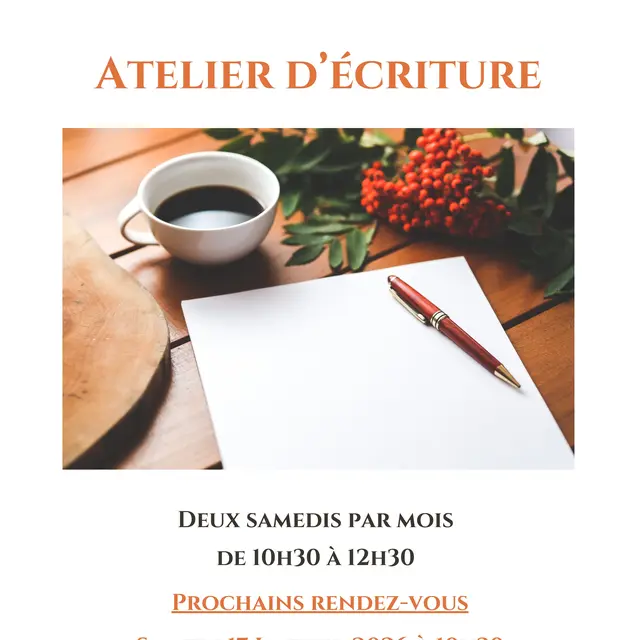 Affiche de l'ateliers d'écriture avec Marie-Marthe Bourget