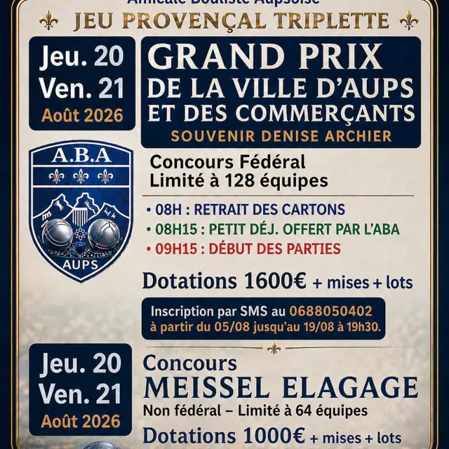 Jeu Provençal Fédéral 3x3 - Grand Prix de la ville d'Aups_Aups