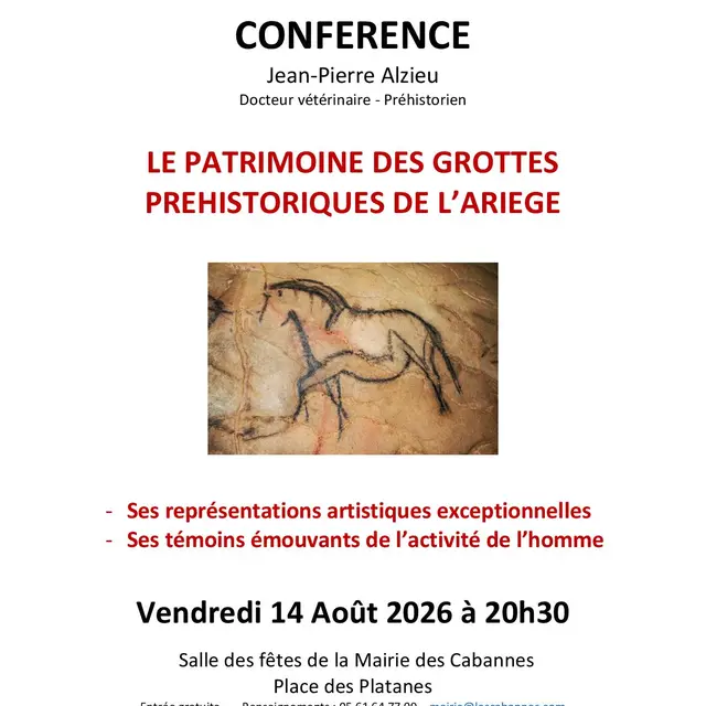 Conférence  Le Patrimoine des grottes préhistoriques de l'Ariège_Les Cabannes