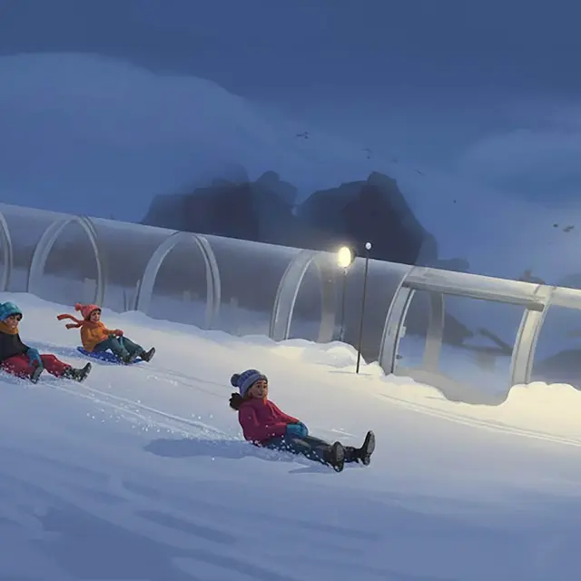 Descentes de luge en nocturne à Flaine