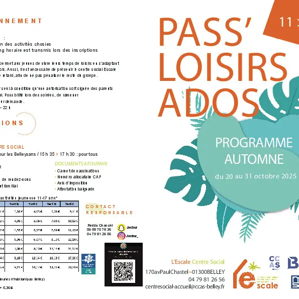 Pass'Loisirs Ados pour les 11 - 17 ans_Belley