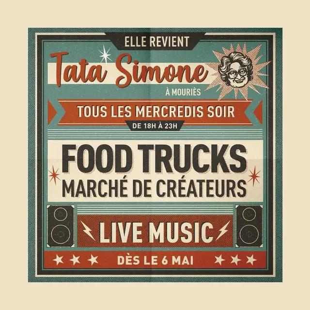 Marché de créateurs et Foodtrucks Chez Tata Simone à Mouriès 06.05 au 30.09.26
