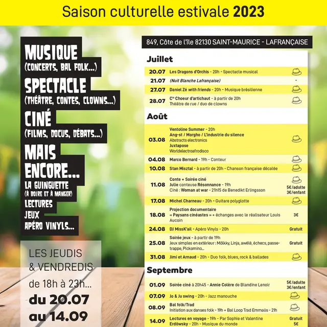 Programme de l'été