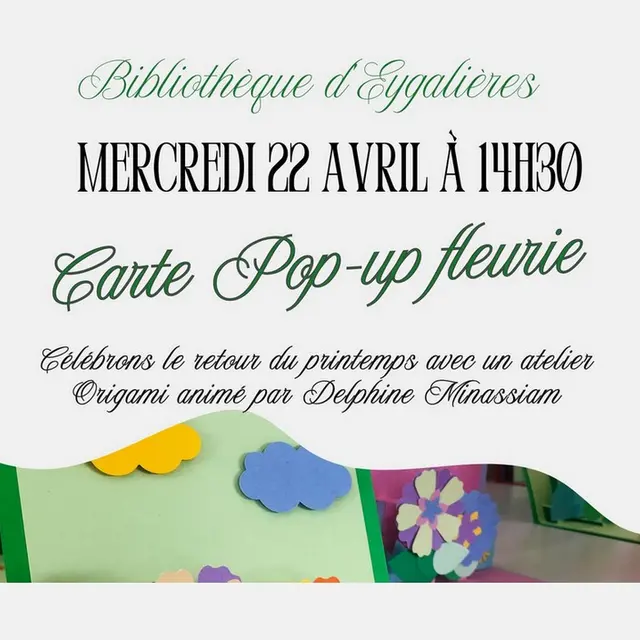 Atelier enfant Carte pop-up à la Médiathèque d'Eygalières 22.04.26