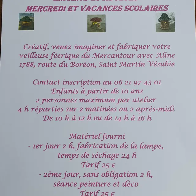 Ateliers créatifs - Les veilleuses féériques_Saint-Martin-Vésubie