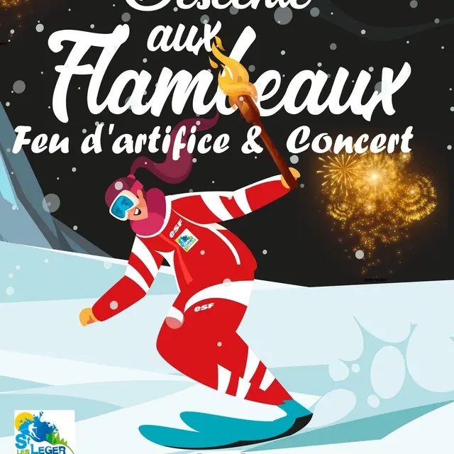 Descente aux flambeaux, concert et feu d'artifice_Saint-Léger-les-Mélèzes