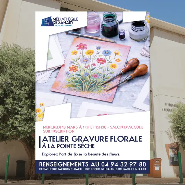 Atelier gravure florale à la pointe sèche_Sanary-sur-Mer