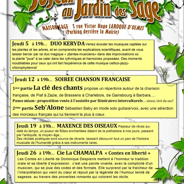 Soirée chanson française - Joyeux Jeudis de Juin_Laroque-d'Olmes