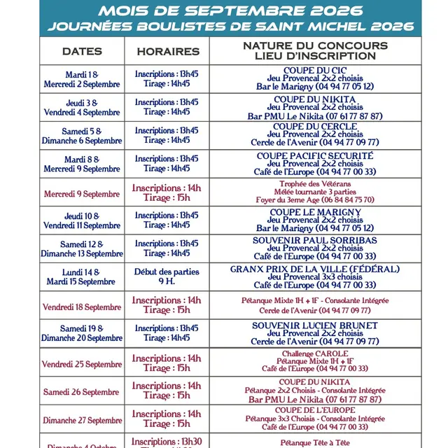 Journées boulistes | Fête locale de la Saint Michel_Barjols