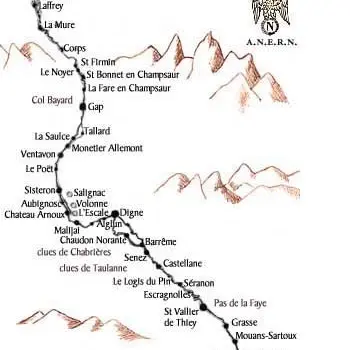 Ancienne carte de la route Napoléon