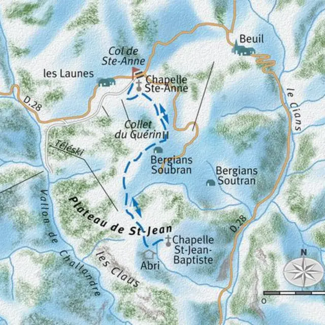 Carte rando raquettes Plateau St Jean