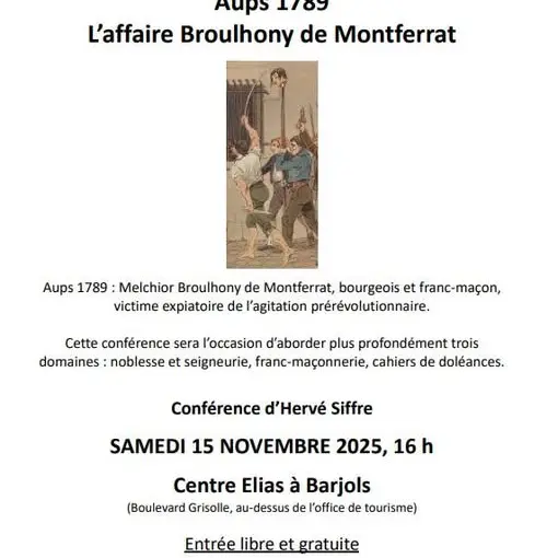 Conférence : L'affaire Broulhony de Montferrat_Barjols
