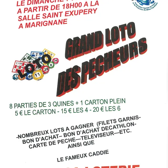 Loto de l' Association agréée pour la pêche et la protection du milieu aquatique de l'Infernet-Cadière
