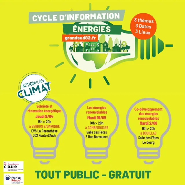 Cycle d'information énergies / 3 thèmes 3 dates 3 lieux_Verdun-sur-Garonne