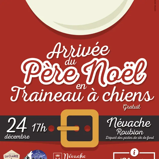 Affiche Arrivée du Père-Noël en traineau à chiens