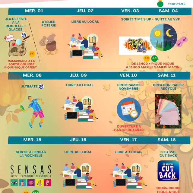 Animations de Ré Jeunesse à Ars-en-Ré - Octobre_