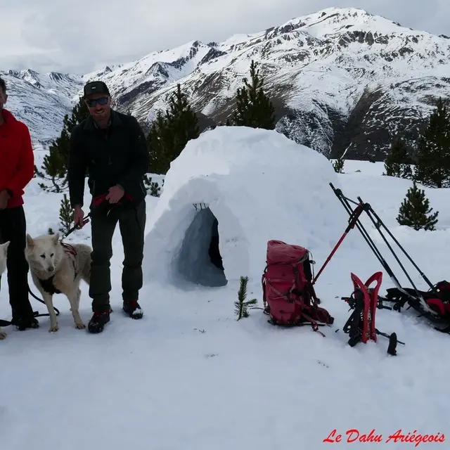 Sortie pulka enfants et raquette en famille avec le Dahu Ariégeois_Les Cabannes