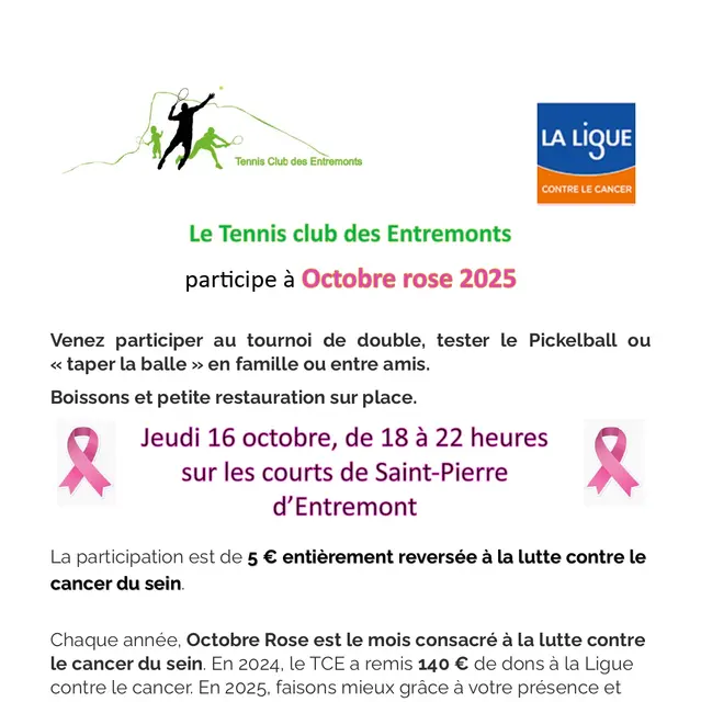 Octobre Rose au Tennis Club des Entremonts_Saint-Pierre-d'Entremont