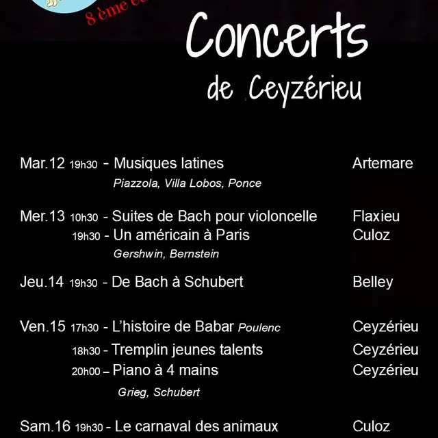 3 Concerts de musiques variées à Ceyzérieu_Ceyzérieu