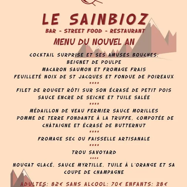 Repas du nouvel an - Restaurant Le Sainbioz_Les Sept Laux Le Pleynet