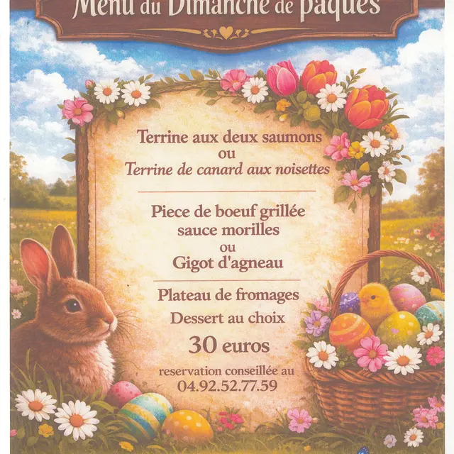 Menu du dimanche de Pâques à l'Hôtel-restaurant de la Gare_Garde-Colombe