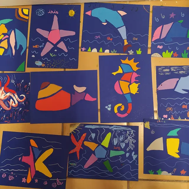 Atelier assemblage d'animaux marins