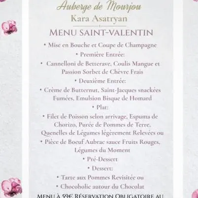 Saint-Valentin à l'Auberge de Mourjou