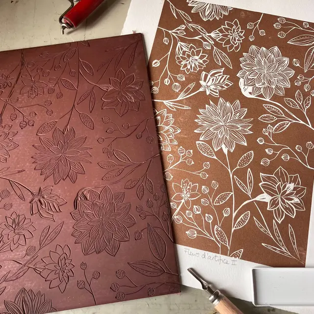 Atelier d'initiation à la linogravure_Novalaise