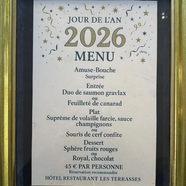 Menu du Jour de l'An aux Terrasses_Laragne-Montéglin