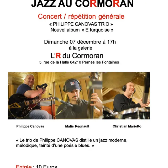 Concert / Répétition générale : jazz au Cormoran_Pernes-les-Fontaines