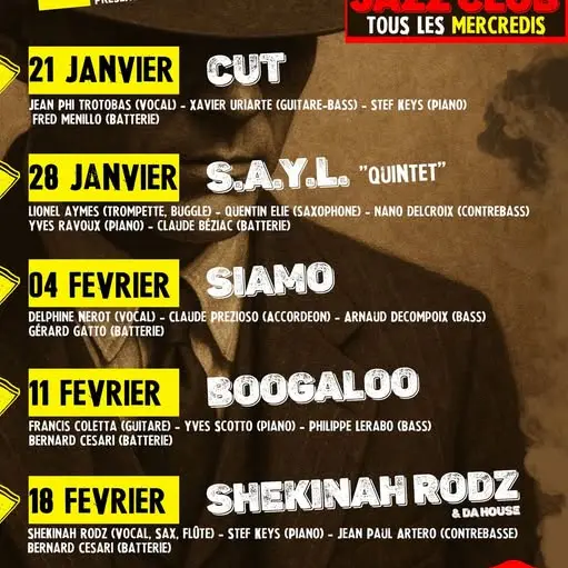 Programme janvier/ février Jazz Club tous les mercredis à l'Essentiel à Cucuron_Cucuron