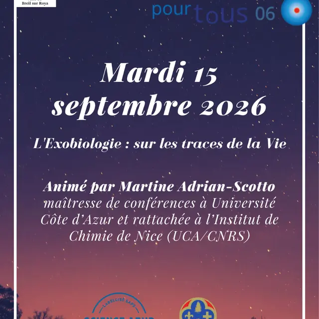 Conférence Sciences pour tous : l'exobiologie : sur les traces de la Vie_Breil-sur-Roya