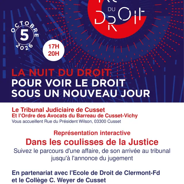 NDD - Nuit du Droit - Tribunal Judiciaire de Cusset - Dans les coulisses de la Justice_Cusset
