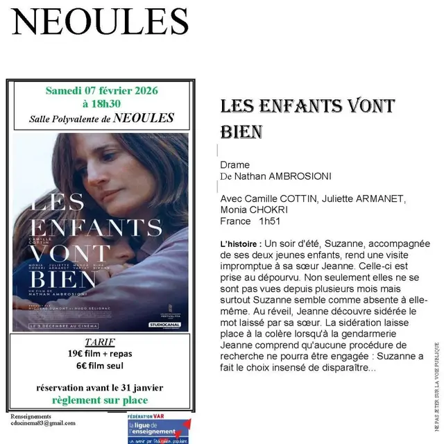 Projection de film : Les enfants vont bien de Nathan Ambrosioni_Néoules