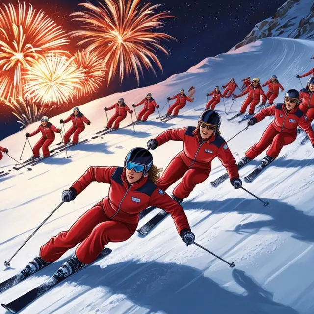 Descente aux flambeaux au Cernix et feu d'artifice_Cohennoz