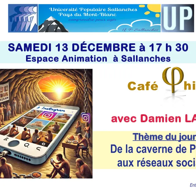 Café Philo : De la caverne de Platon aux réseaux sociaux. Par Damien LABIA_Sallanches