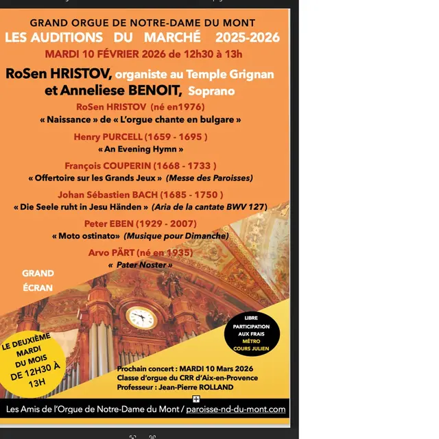 Les Auditions du marché : concerts d'orgue_Marseille